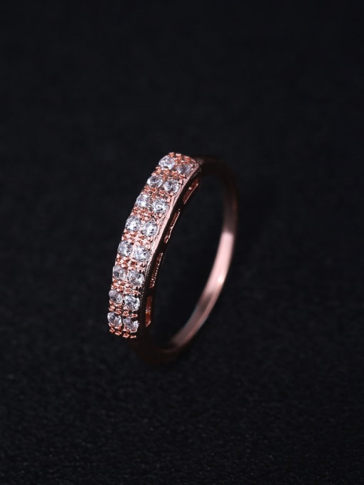 Rose Gold Simple Copper Cubic Zirconais Women Ring