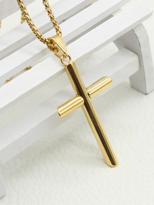 Golden Cross Pendant Unisex Fashion Necklace