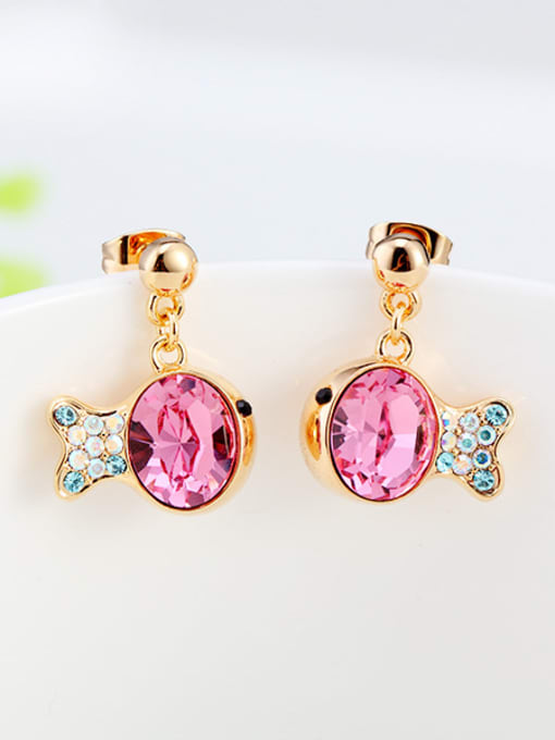 OUXI Personalized Fish Austria Crystal Stud Earrings 2