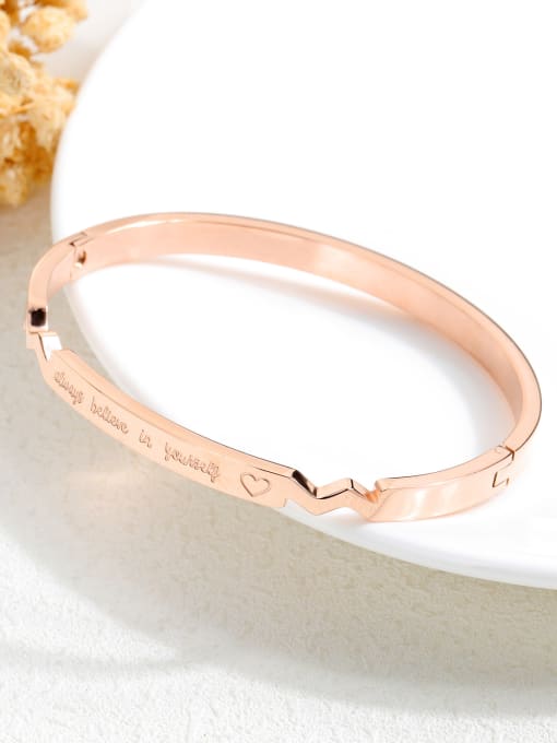 Open Sky Stainless Steel With Rose Gold Plated Simplistic Geometric With always believe in yourself words Bangles 1