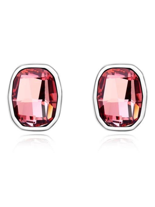 pink Simple Clear austrian Crystal Alloy Stud Earrings