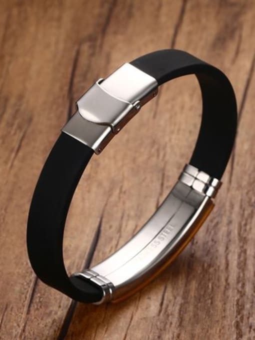 CONG Fashionable Geometric Shaped Stainless Steel Silicone Bangle 2