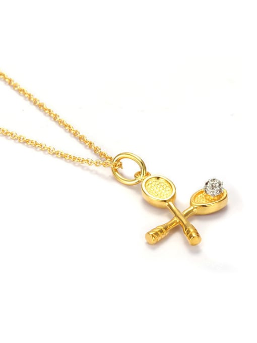 JINDING 18K Gold Classic Tennis Racket Necklace