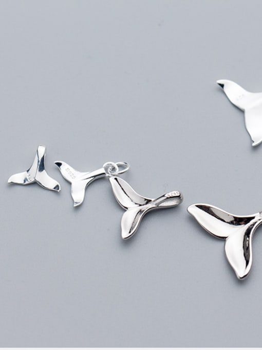 FAN 925 Sterling Silver With Silver Plated Cute Fish tail Charms 3