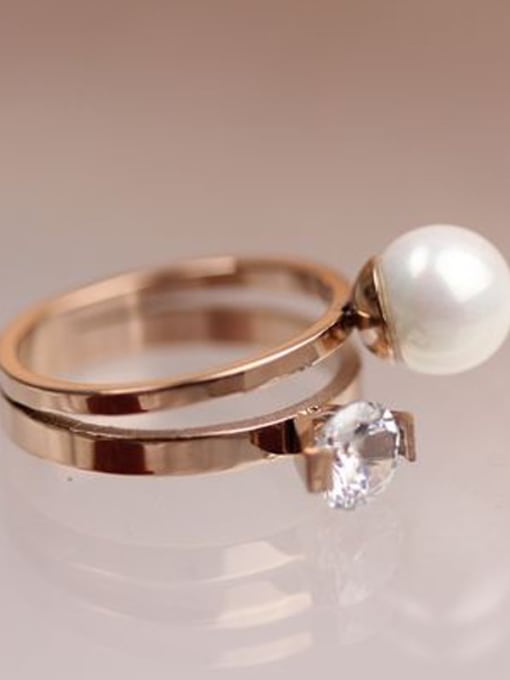 GROSE Zircon Artificial Pearl Fashion Ring 2