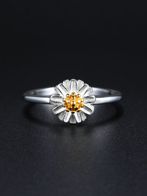 ZK Elegant Daisy Flower 925 Sterling Silver Ring 0