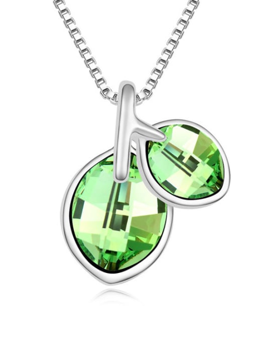 green Simple austrian Crystals Leaves Pendant Alloy Necklace