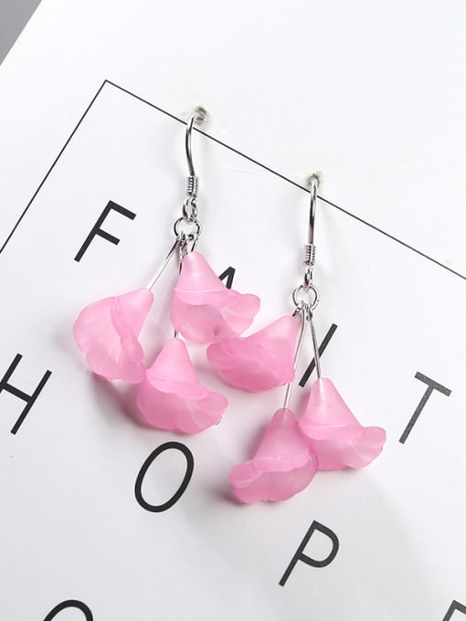 Peng Yuan Personalized Pink Trumpet Flowers 925 Silver Earrings 0