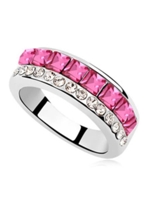 pink Fashion Square austrian Crystals Alloy Ring