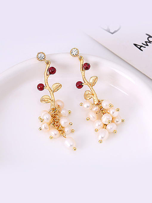 golden All-match Fruit Shaped Artificial Pearl Earrings