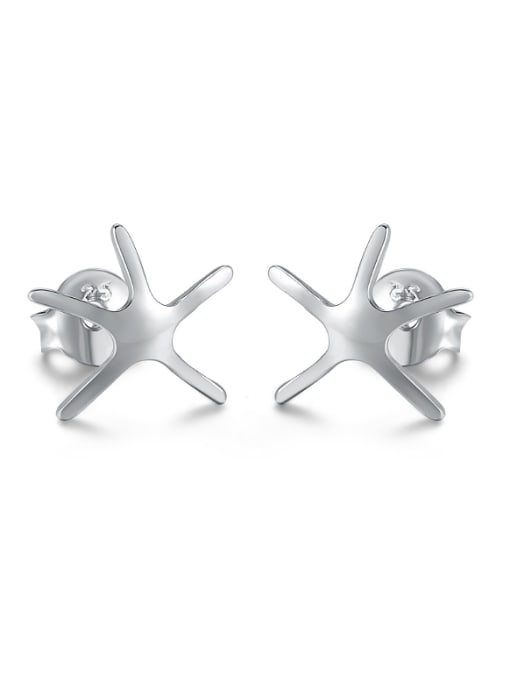 ZK Little Starfish 925 Silver Platinum Plated Stud Earrings 0
