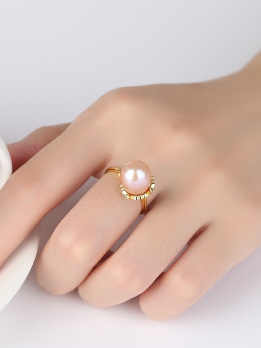 CCUI Sterling Silver 10-11mm natural freshwater pearl tulips flower ring 1