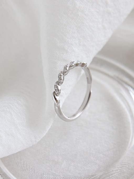 DAKA 925 Sterling Silver With Platinum Plated Simplistic A wavy pattern Rings 0
