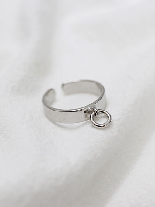 DAKA Simple Little Circle Smooth Silver Opening Ring 0
