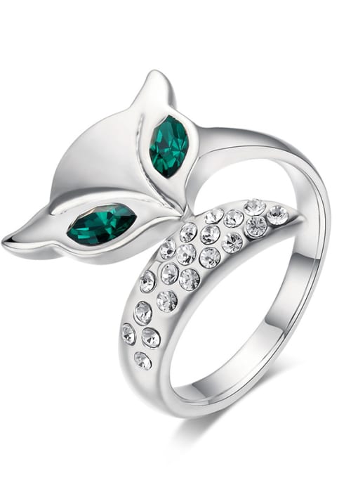 ZK Little Lovely Fox Shaped Opening Ring with Zircons 2