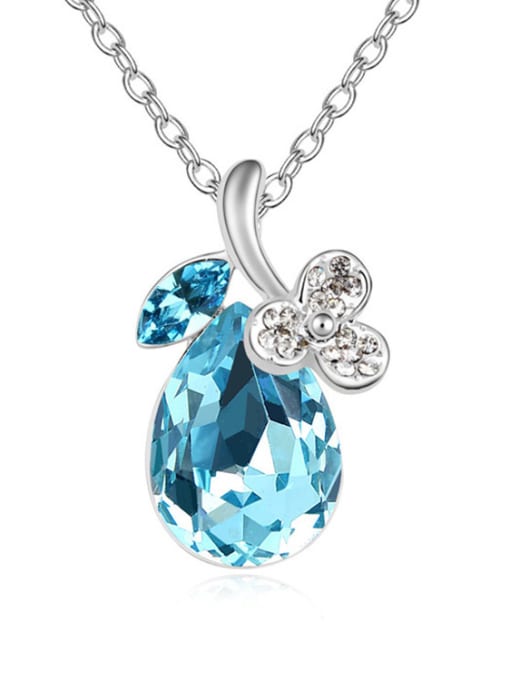 light blue Shiny Water Drop austrian Crystals Alloy Necklace