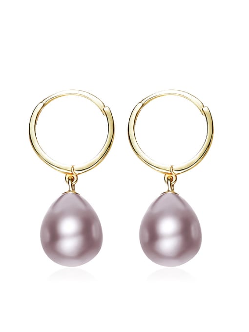 Purple Fashion Water Drop Freshwater Pearl 925 Silver Earrings