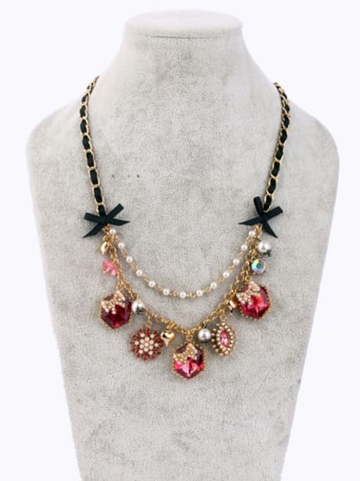 KM Fruit and Snow-Shaped Artificial Stones Alloy  Necklace 1