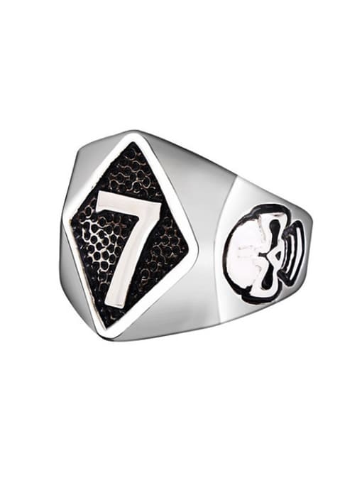 RANSSI Personalized Number Seven Skulls Signet Ring 0