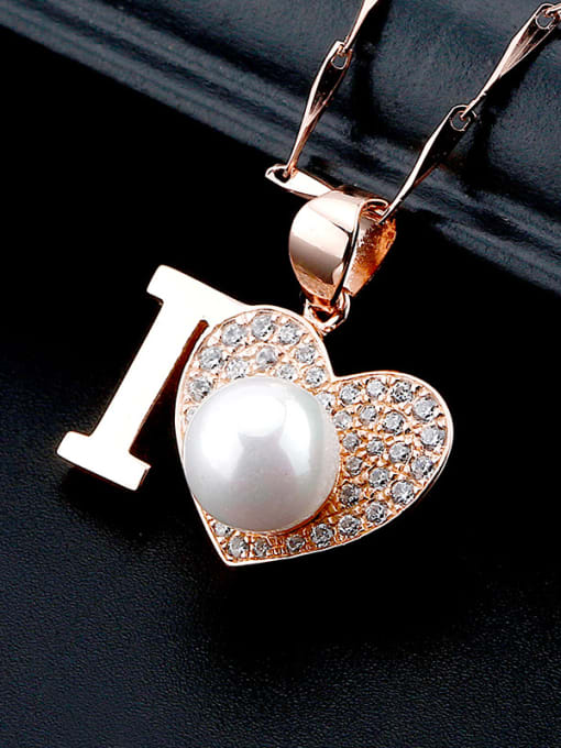 OUXI S925 Silver Heart Shaped Pearl Necklace 1