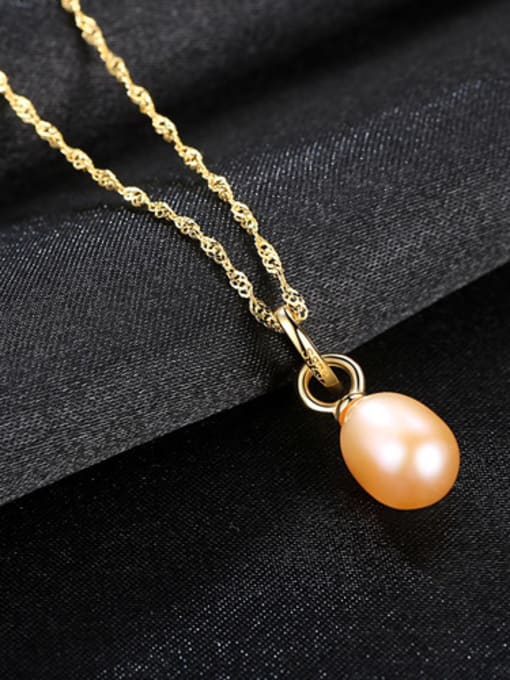 Pink Pure silver 18K-gold freshwater pearl necklace