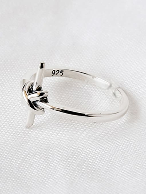 DAKA Personalized Little Cross Knot Silver Opening Ring 2