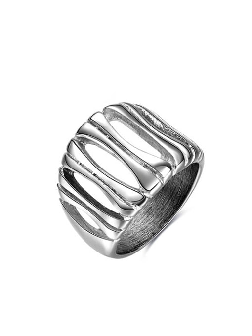 Ronaldo Delicate Punk Style Geometric Shaped Titanium Ring 0