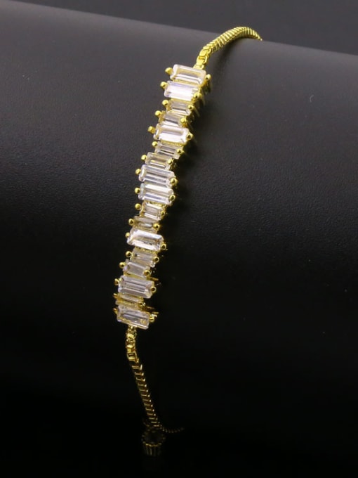 Golden Rectangle Zircon Stretch Bracelet