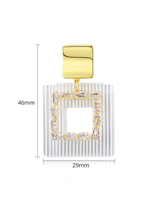 BLING SU Copper With Gold Plated Exaggerated Hollow Square Drop Earrings 4