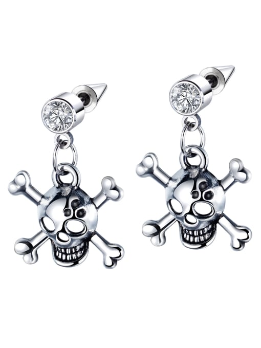 Skull Ear Nail Stainless Steel With Personality fishbone Stud Earrings