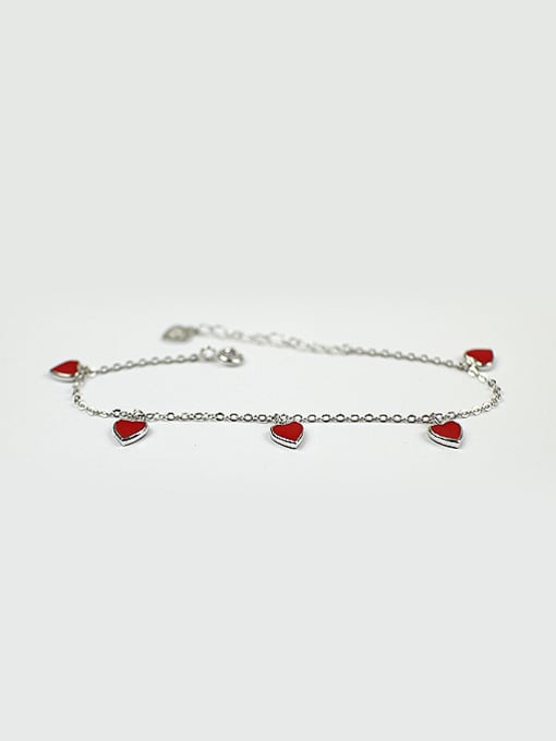 DAKA Fashion Little Red Hearts Silver Women Bracelet
