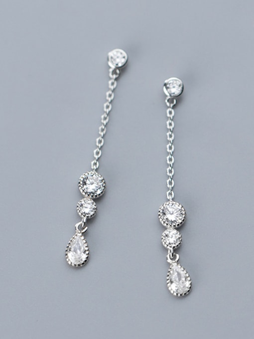 Rosh 925 Sterling Silver With Cubic Zirconia Simplistic Water Drop Drop Earrings 3