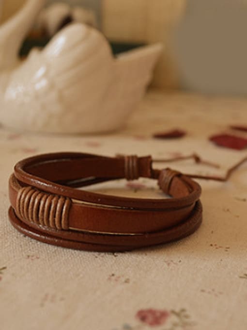 Dark Coffee 2018 Retro Unisex Cownhide Leather Bracelet