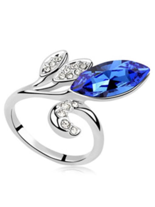 royal blue Fashion Marquise Cubic austrian Crystals Flowery Alloy Ring