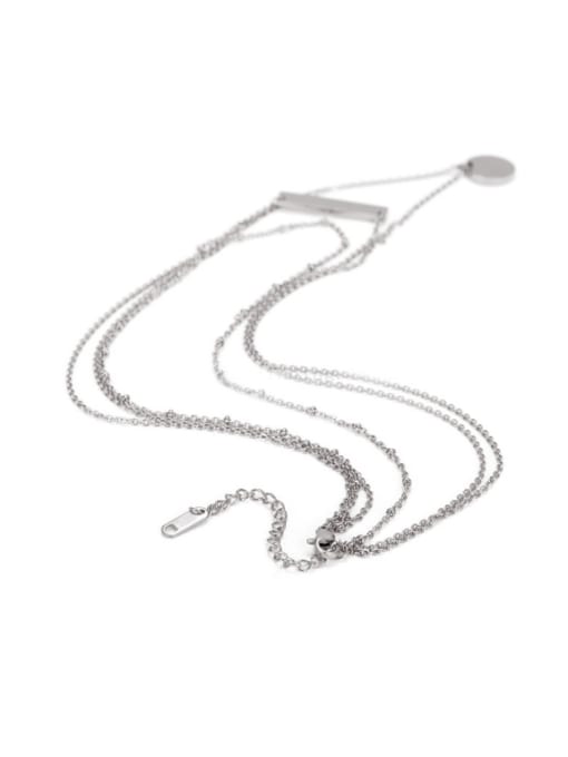 white Gold Three Layer Metal Sequins Stainless Steel Fine Necklace