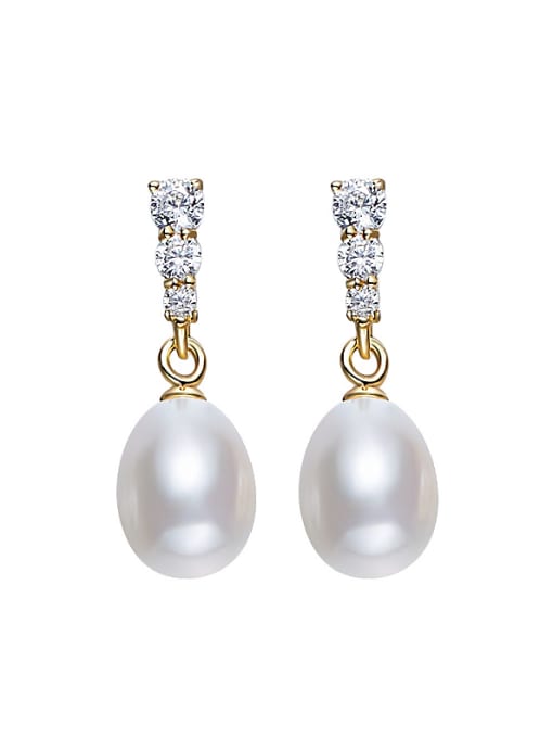 White Fashion Freshwater Pearl Zircon Stud Earrings