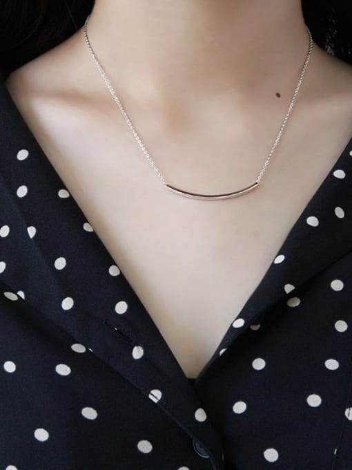 DAKA Sterling silver simple fashion square necklace 1