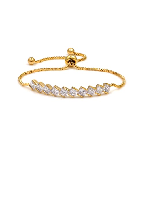 Champagne gold Copper With Cubic Zirconia Simplistic Diamond Adjustable Bracelets
