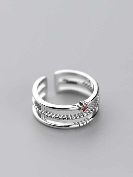 Rosh Exquisite Red Zircon Three Layer S925 Silver Ring 0