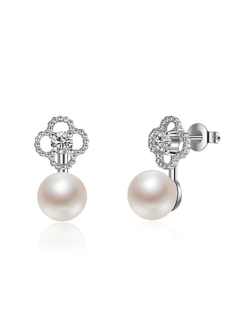 Rosh Fashion Little Flower Imitation Pearl Stud Earrings 0