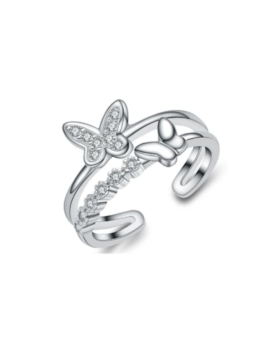 kwan Micro Pave Butterfly Exquisite Zircons Opening Ring 0