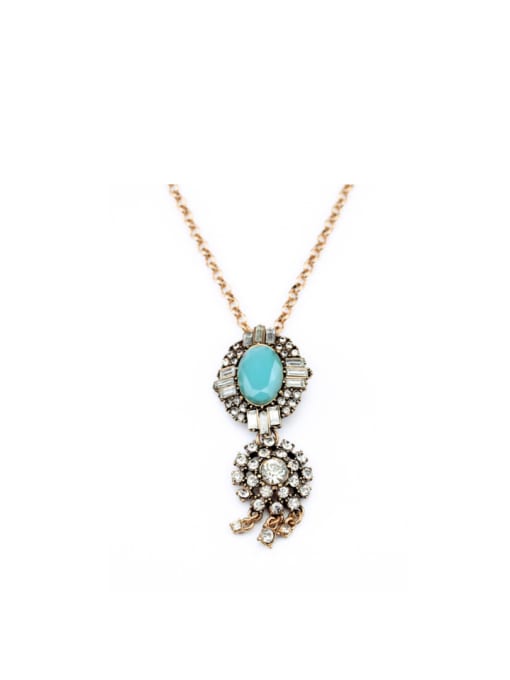 KM Sweet Stones Alloy Sweater Necklace 0