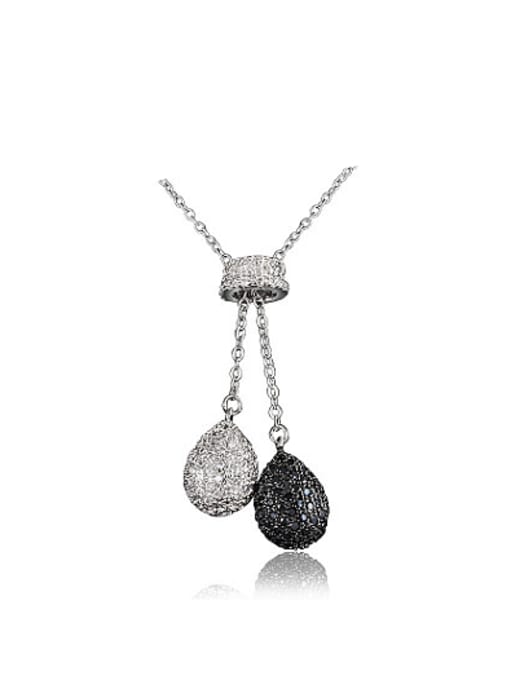 White Gold Elegant 18K Gold Plated Ball Shaped Zircon Necklace
