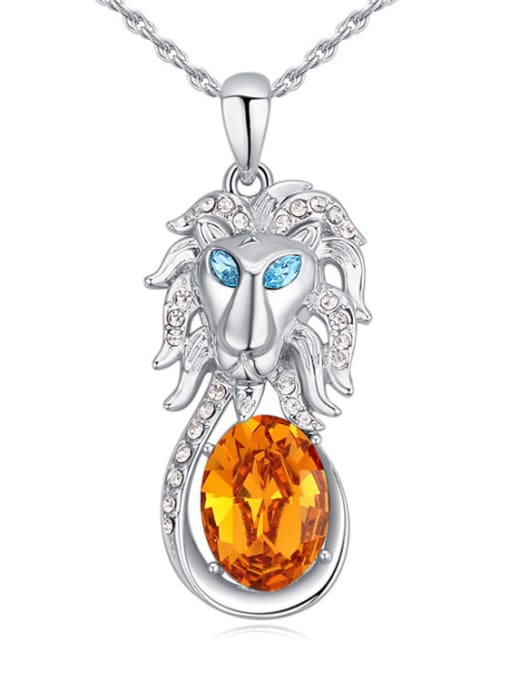 yellow Personalized austrian Crystal Lion Pendant Alloy Necklace