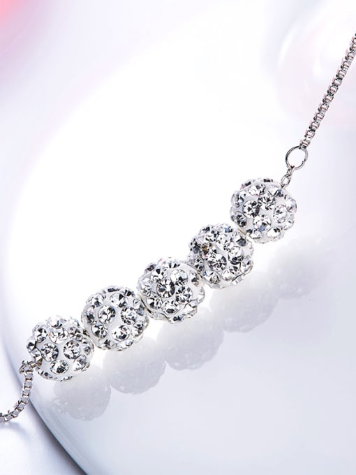 CEIDAI Simple Zircon-studded Beads Platinum Plated Bracelet 2