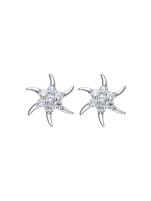 CEIDAI Simple Star Zircon Platinum Plated Stud Earrings 0