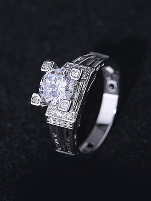 Platinum Fashion Cubic White Zircon Copper Wedding Ring