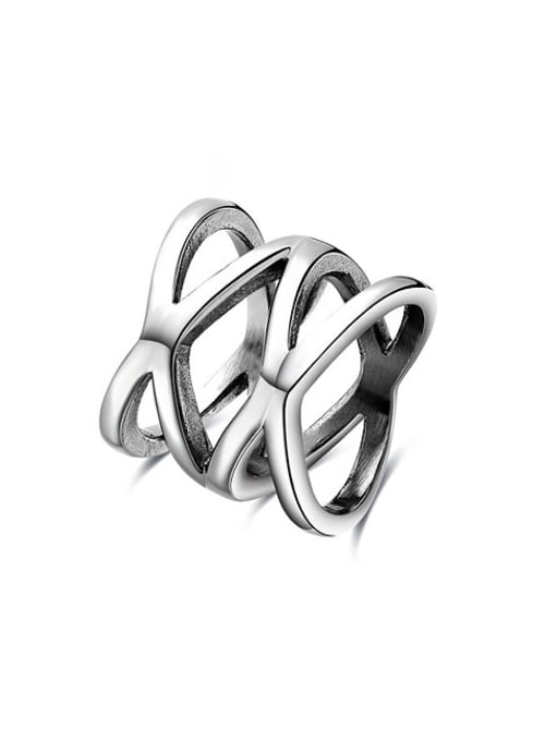 Ronaldo Pun Style Cross Design Titanium Ring 0