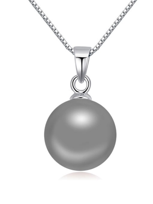 gray Simple Imitation Pearl Pendant Alloy Necklace