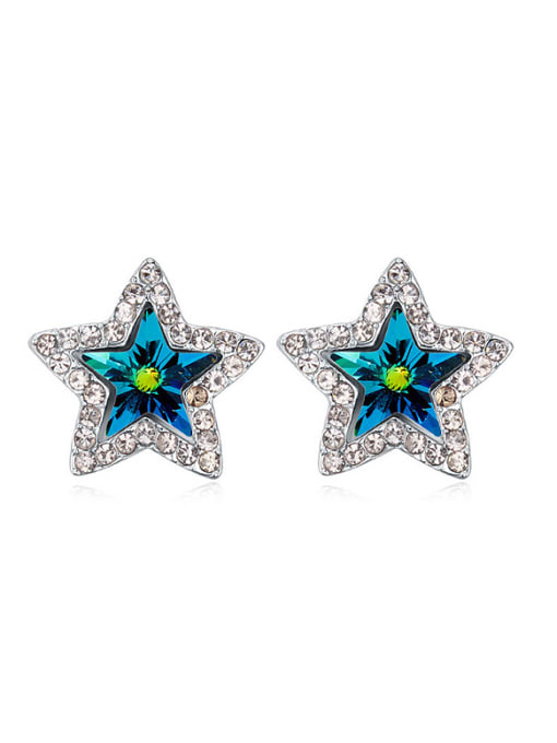 QIANZI Fashion Star austrian Crystals Alloy Stud Earrings 2